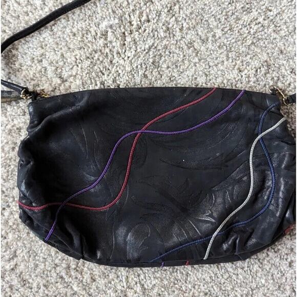 Vintage Carlo Fiori Italy Snakeskin Patchwork Leather Shoulder Bag Crossbody 80s - Picture 11 of 12